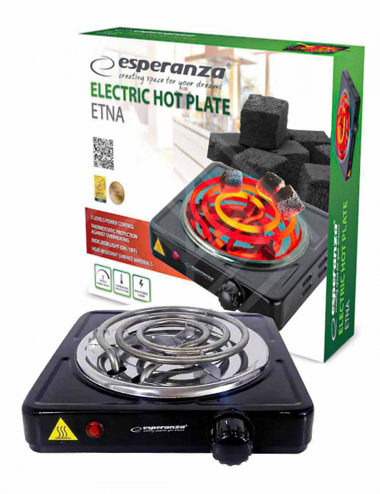 Плитка Tigla pentru carbune Esperanza ETNA EKH012K,1000W Black Плитка Tigla pentru carbune Esperanza ETNA EKH012K,1000W Black