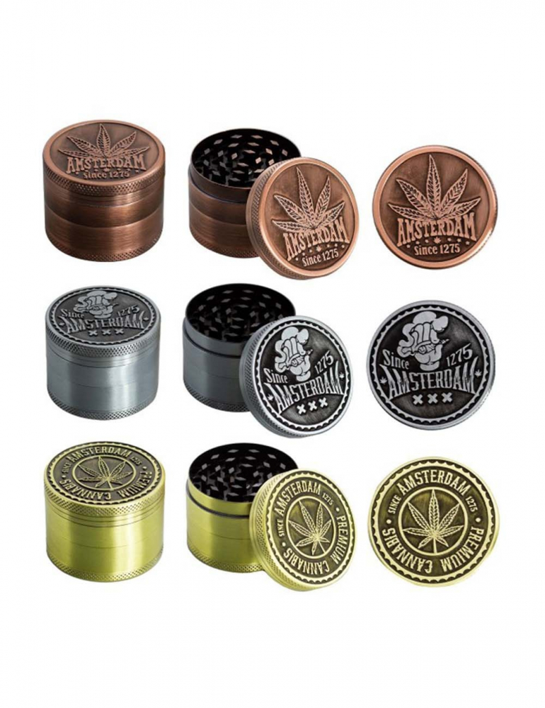 Grinder Amsterdam Leaf| 4-part Zinc Grinder 60 mm	