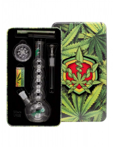 Giftset Greenline Bong LG08 1 x Bomg  - 1 x Grinder - x lighter - 5 x screen